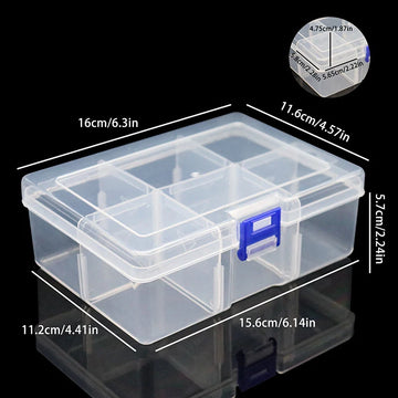 boîte rangement transparente plastique moderne compartiments amovibles poignée bleue pratique bijoux outils pêche