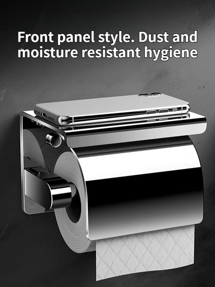 distributeur papier toilette acier inoxydable moderne minimaliste vis fixations papier argenté geometrique