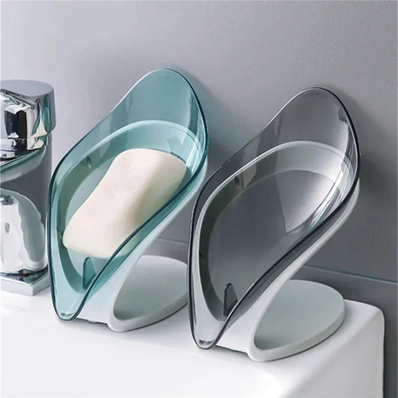 support savon plastique gris feuille système succion salle bain buanderie toilettes