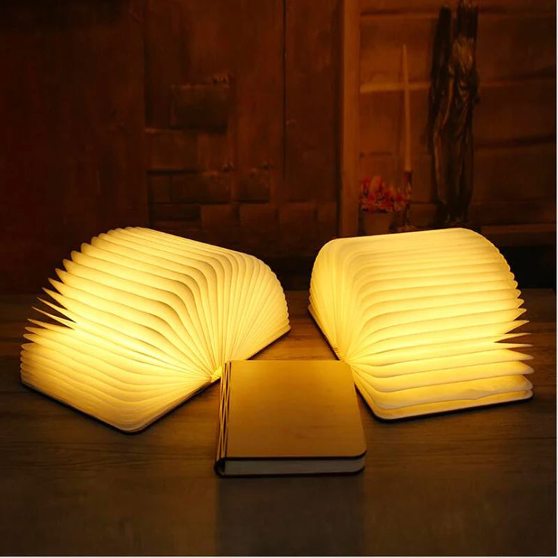 lampe led livre lumineux bois rechargeable enfants pliable anniversaire vacances nocturne atmosphère