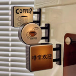 aimants réfrigérateur vintage tasse texte coffee chinois blanc noir marronclair minimaliste