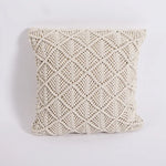 coussin tissé main bohème motif géométrique beige carré coton décoratif lit simple opacité sans