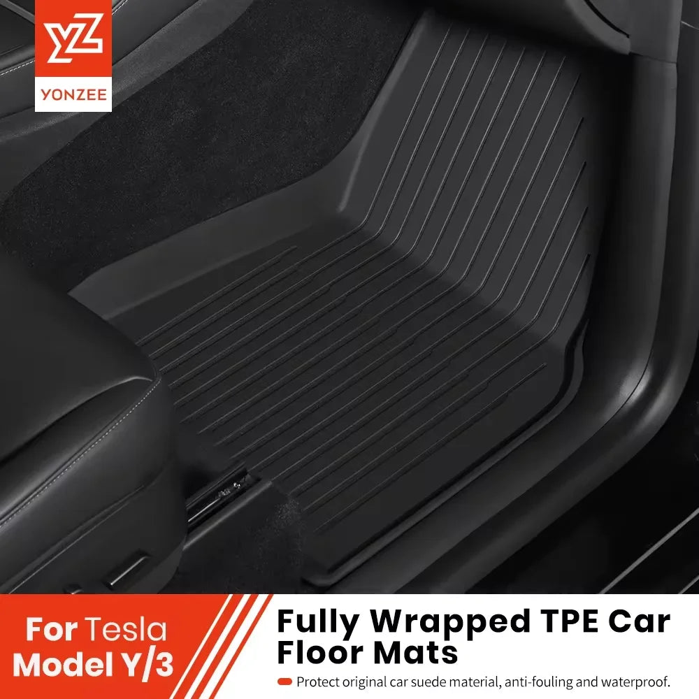 tapis sol voiture noir rayures horizontales minimaliste imperméable antidrapant tpe tels model model