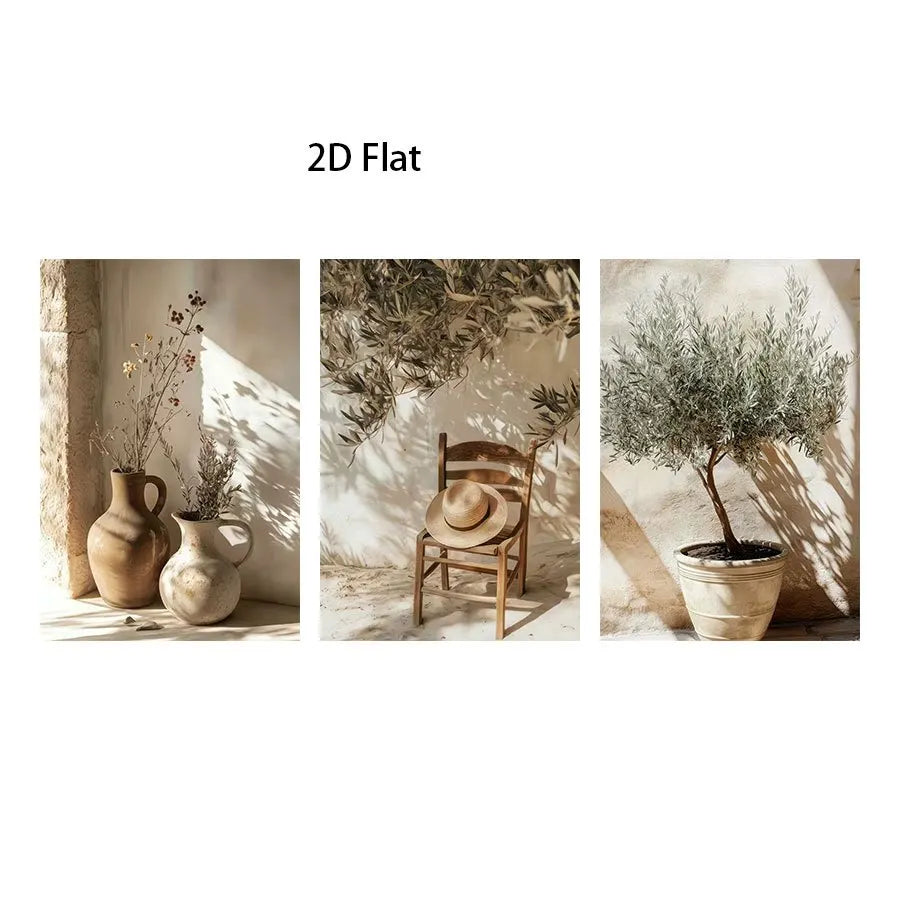 affiches paysage naturel olivier vase chaise toile minimaliste rustique sans cadre 30x40cm 40x60cm