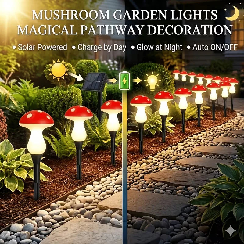 lampe solaire champignon rouge blanc moderne modes LED facile jardin extérieur nocturne festive