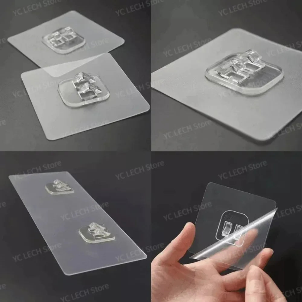 porte objets adhésifs muraux transparents modernes étagères cuisine salle bain suspension organisation intérieure minimaliste