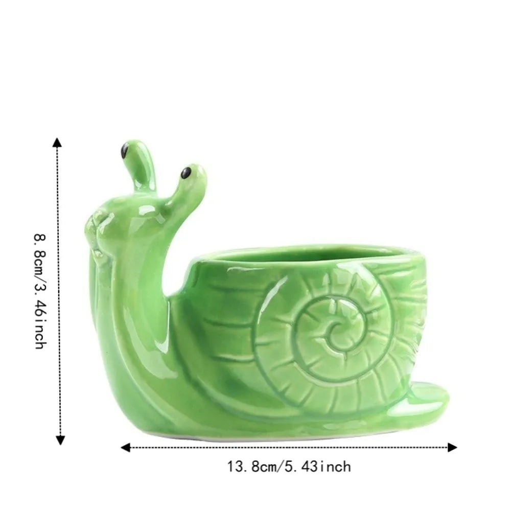 cache pot escargon sculpté créatif animalier jaune vert bleu rouge blanc maison