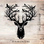 décoration murale silhouette animaux cerf arbre montagne noire moderne minimaliste artística maison