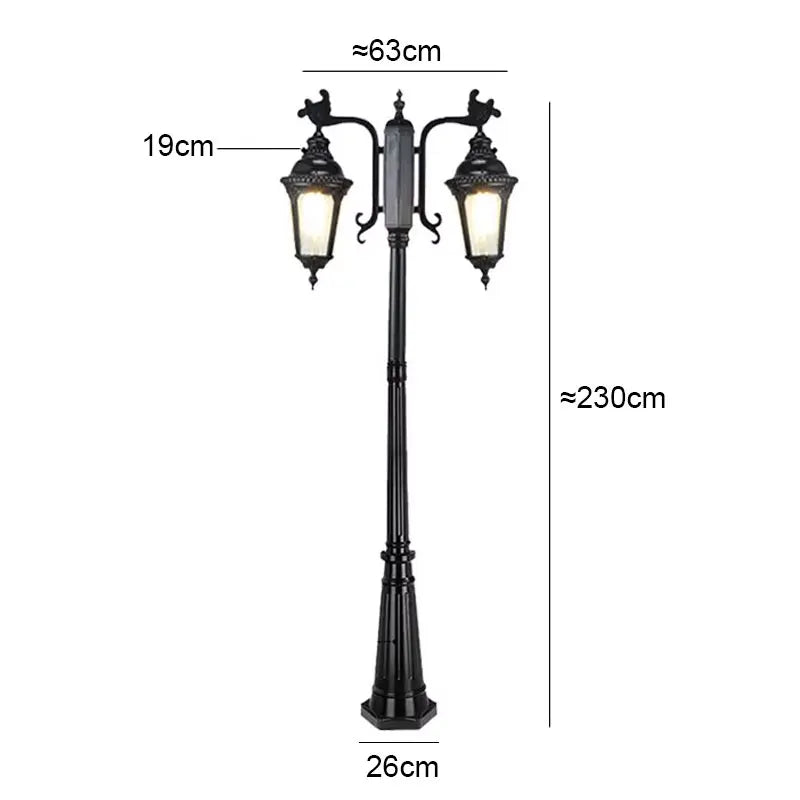 lampe rue extérieure led verre opalin classique ornements métalliques deux lampes ip65 flux lumineux