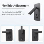 lampe murale multifonctionnelle prise usb port electrique orientable noir blanc moderne