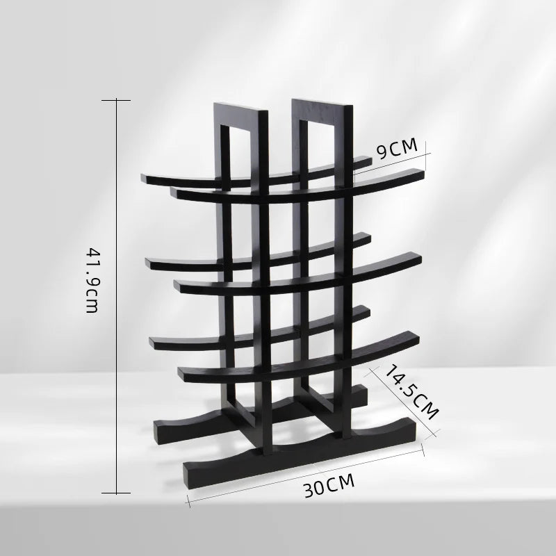 support bouteilles noir structure géométrique moderne finition lisse minimaliste verre vin