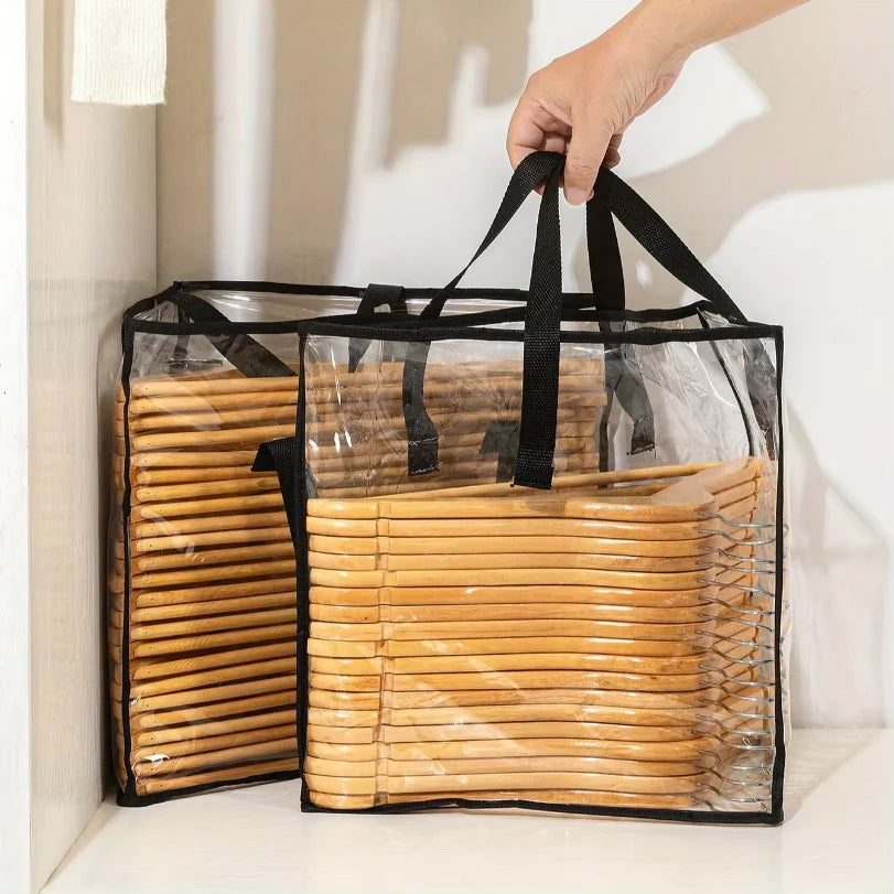 sac rangement transparent multi usages poignées noires vêtements moderne pratique