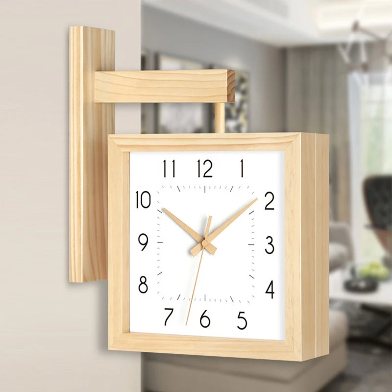 horloge murale bois naturel cadran blanc moderne minimaliste aiguille quartz batterie