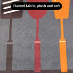 tapis cuisine absorbant antidérapant polyester moderne motif texte cuillères fourchets verres noir blanc