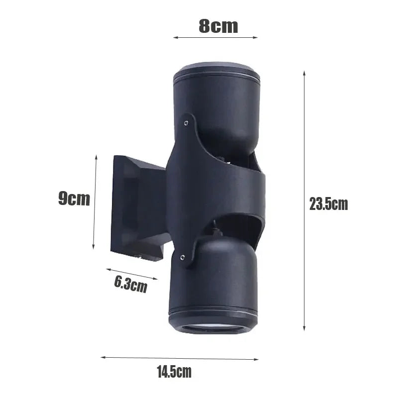 applique murale led contemporaine noir mat extérieure réglable hydrofuge ip65