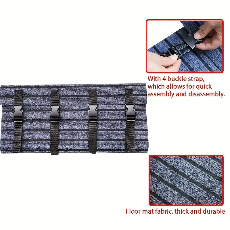 tapis marche pliable rayures noires gris moderne antidérapant camping voyage