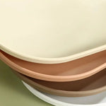 assiettes ovales modernes plastique beige marron clair plateaux service alimentaire réutiliables minimalistes
