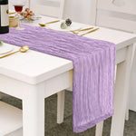 table chemin moderne élégant bleu clair jaune violet rose crêpe plissé polyester coton voile