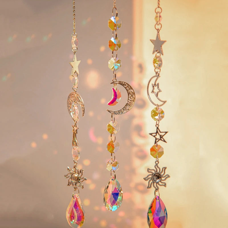 guirlande décorative or transparente étoiles lunes soleils cristal boho vintage romantique
