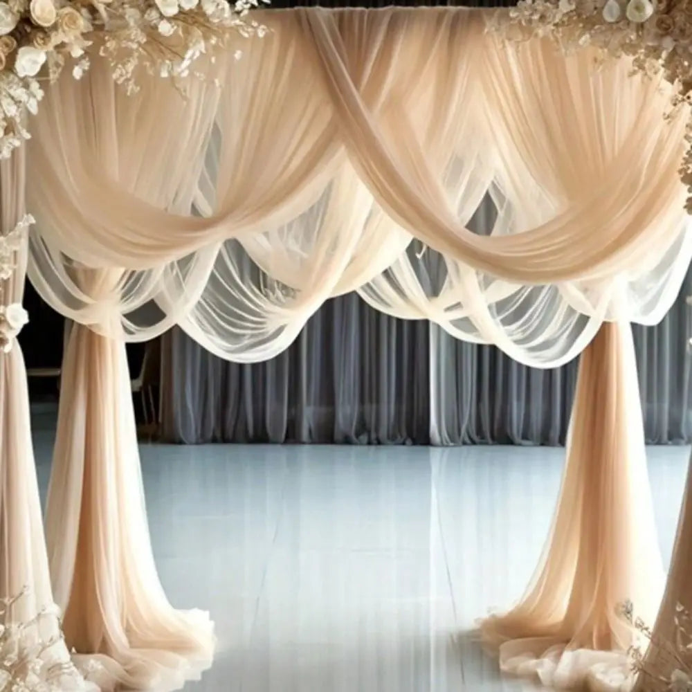 rideau mariage beige rouge blanc bleu clair translucide classique élégant 6m 75cm