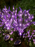 décoration extérieure jardin fleurs lavande led violet feuilles métal solaire ip65 nocturne festive