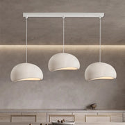 suspension moderne minimaliste trois têtes abat jour blanc crème filaire led chambre salon