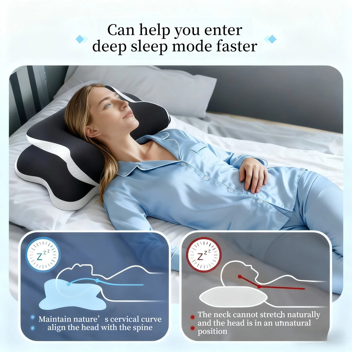 coussin sommeil gris foncé texture douce contour ergonomique support cervical nuit relaxation confortable