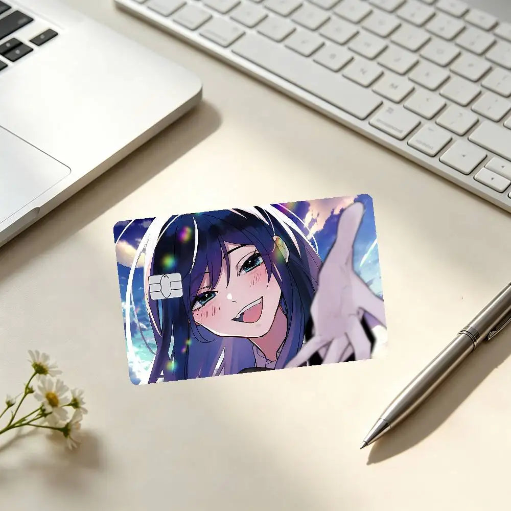 autocollants protection cartes credit dessin anime personnalisables adhésifs modernes bleu noir violet