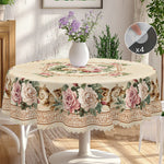 nappe table imperméable fleur rose feuilles classique beige marron dentelle adhésive mariageextérieur