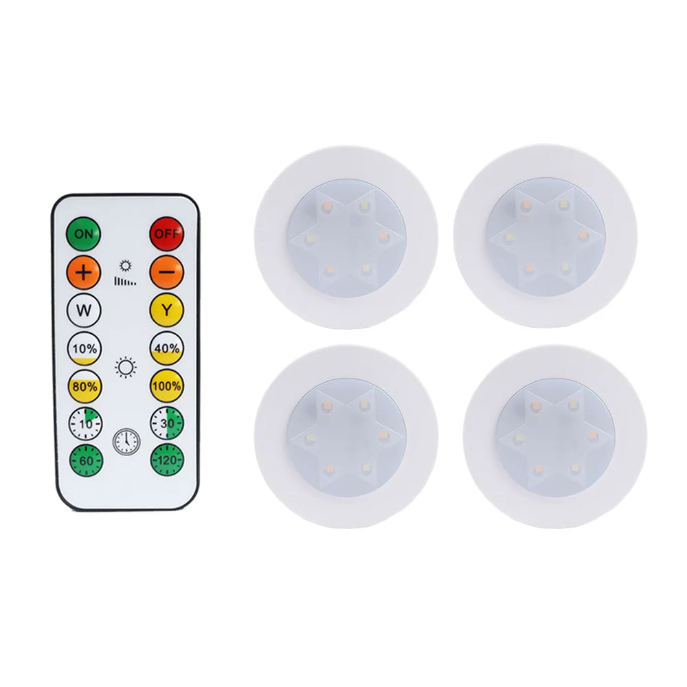 lampe led ronde noir blanche télécommande éclairage nuit chambre placard rechargeable batterie sèche moderne