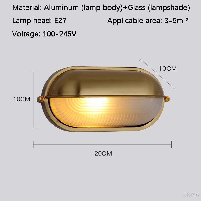 lampe murale moderne rétro argentée dorée rayures horizontales ip65 étanche led 220v 110v