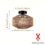 lampe suspendue moderne marron clair tressée naturelle abat jour rotin support métallique noir cuisine