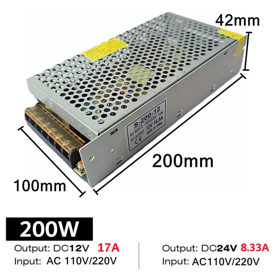 transformateur alimentation électrique ac vers dc bande led intérieur aluminium 12v 24v 48v