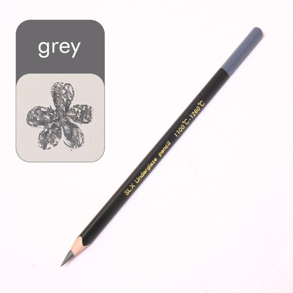 crayons sous glaçe 12 couleurs noires blanches bleues vertes orangées rouges marrons grises roses