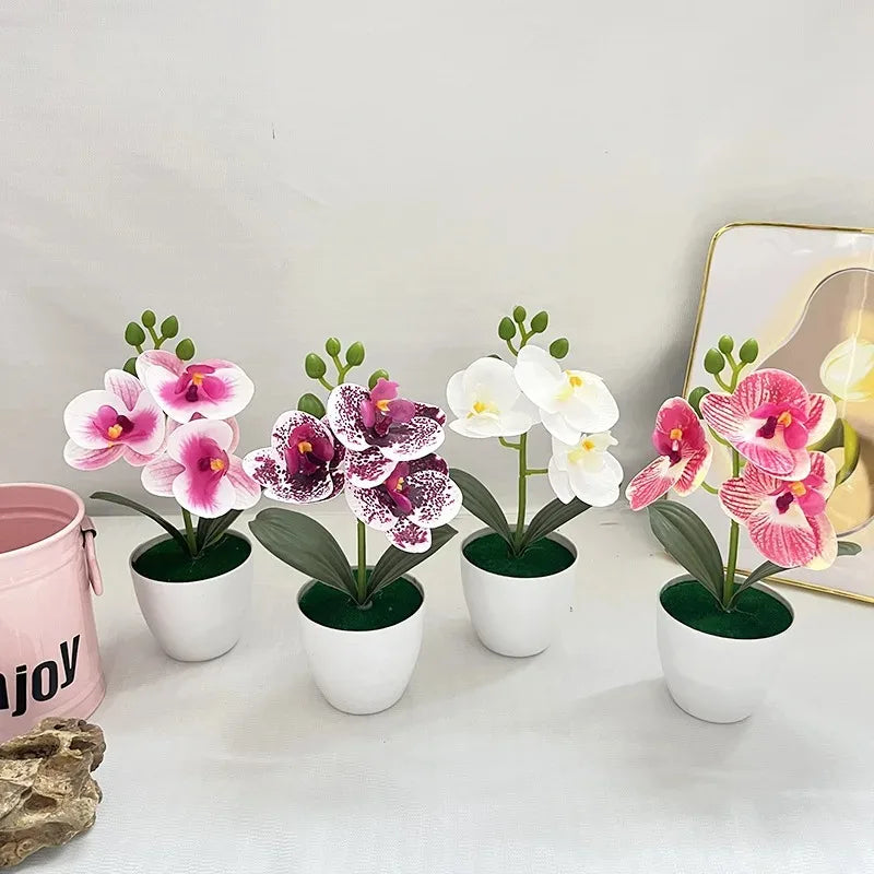 plantes artificielles orchidées fleurs colorées pot blanc moderne décoration intérieureextérieur 20cm