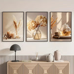 affiches minimaliste fleurs séchées toile opaque chambre salon décor naturel vertical