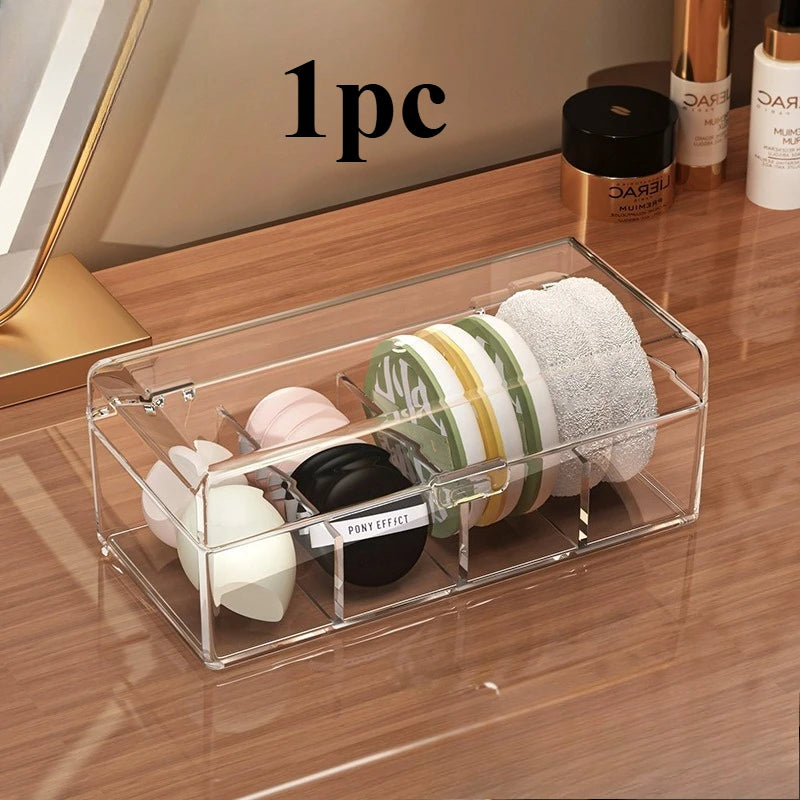 boîtes rangement transparentes modernes clips brosse éponge maquillage réutilisables sans motif