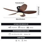 ventilateur led noir moderne télécommande certification rohs flux lumineux certifications ccc cem gs lvd