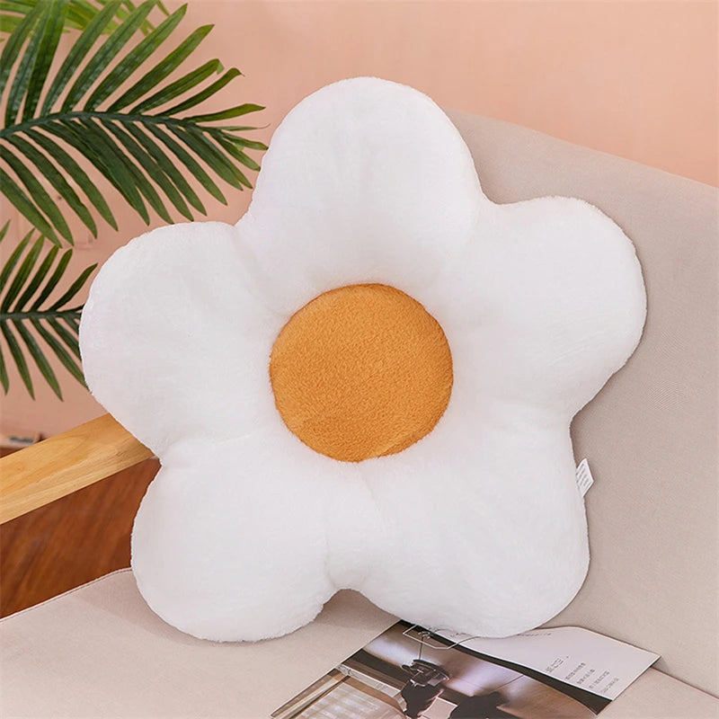 coussin fleur peluche lavable rose gris vert jaune violet moderne chambre lit