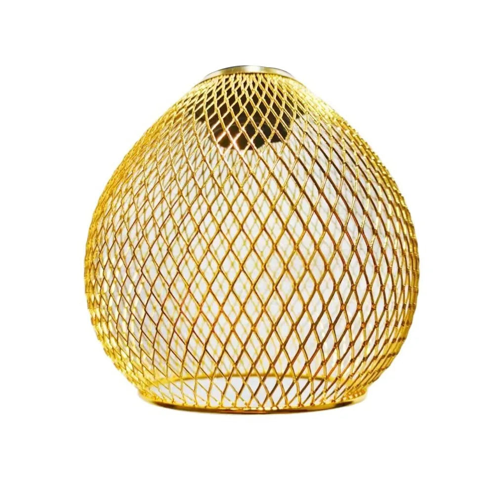 lampe suspendue moderne fer maille géométrique blanc noir doré opaques