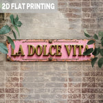 plaque décorative bois rose clair lettres dorées motifs floraux vintage pré perforés dimension 40x10cm