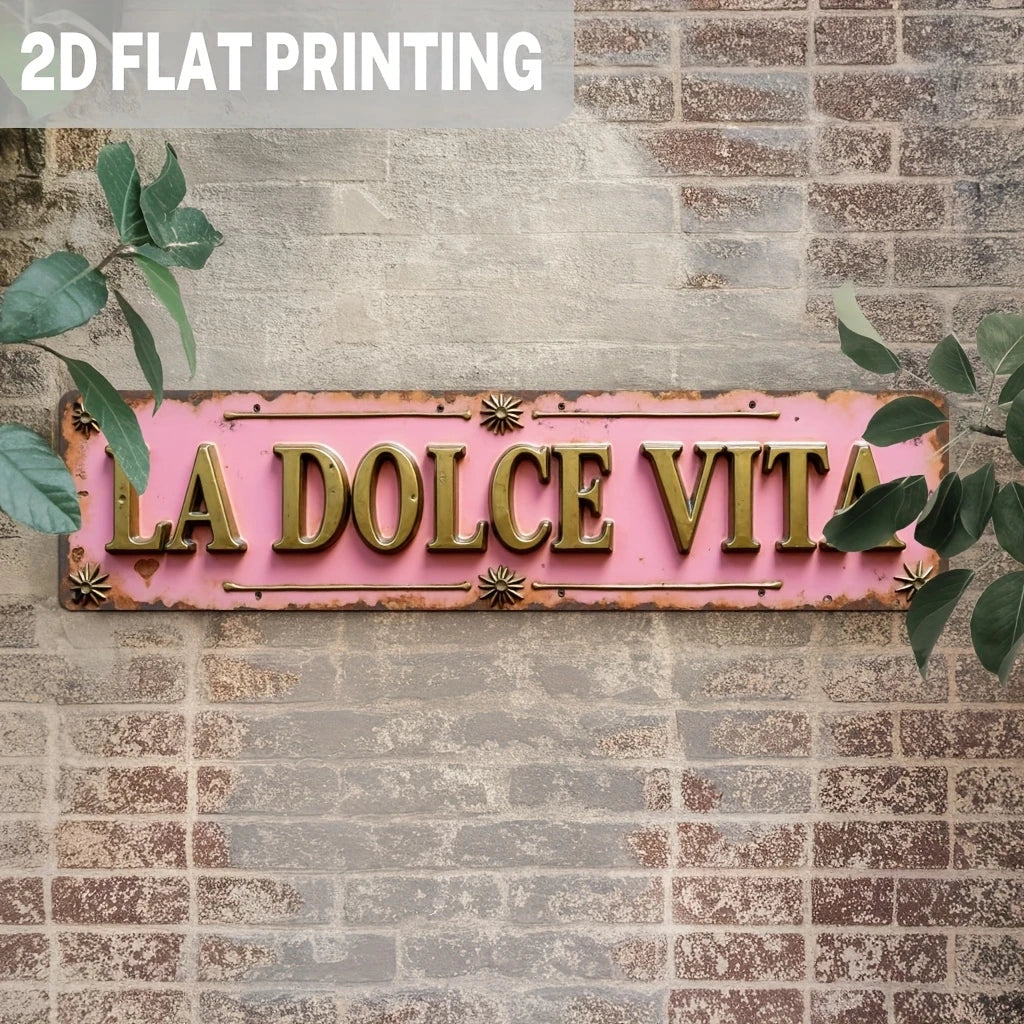 plaque décorative bois rose clair lettres dorées motifs floraux vintage pré perforés dimension 40x10cm