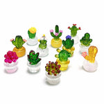 miniature cactus résine verte jaune rouge artisanale transparente décoration extérieure succulente