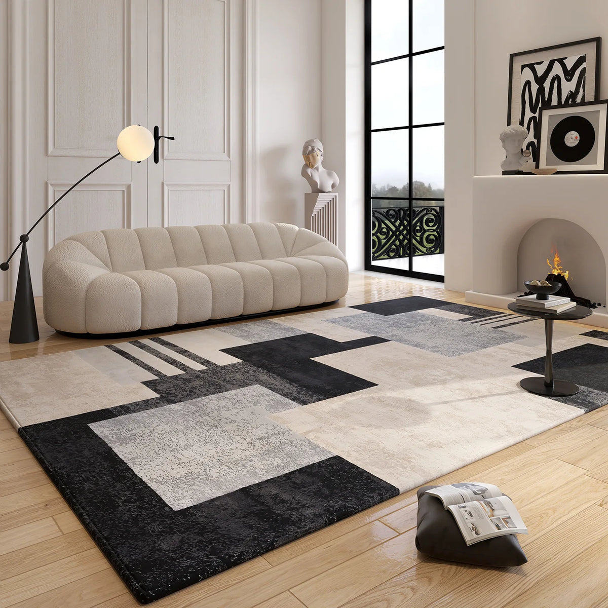 tapis multicolore carreaux géométriques moderne salon chambre extérieur polypropylène polyester lavable main machine