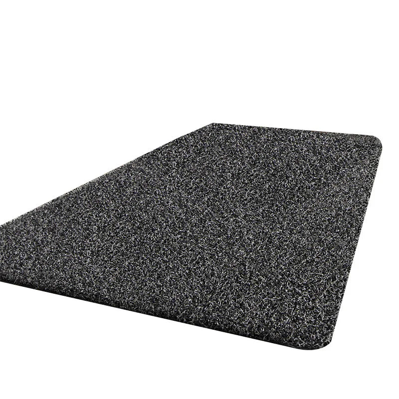 tapis gris foncé fibres noires blanches moderne antidérapant intérieur extérieur lavage main mécanique