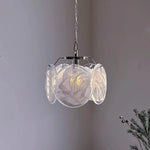 lampe suspendue moderne verre coloré transparent chaîne métallique salon chambre restaurant