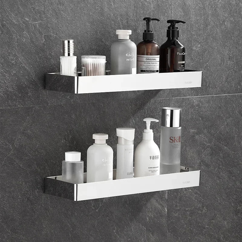 étagères murales salle bain acier inoxydable moderne adhésif bouteilles cosmétiques bouteilles condiments cuillères brosse
