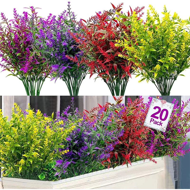 décoration intérieure moderne bouquet artificiel lavande violet rouge jaune vase minimaliste