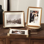 cadre photo bois rustique marron clair doré élégant décoration vintage