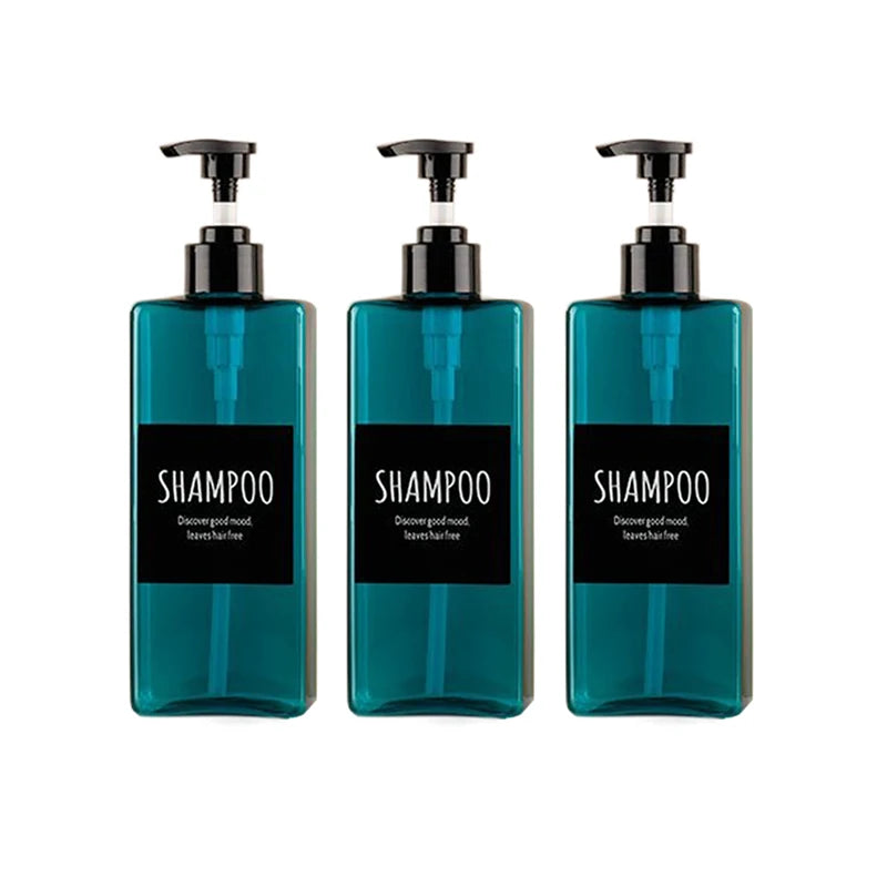shampooing conditionneur savon main bouteille rechargeable pompe pression noir blanc bleu brun minimaliste